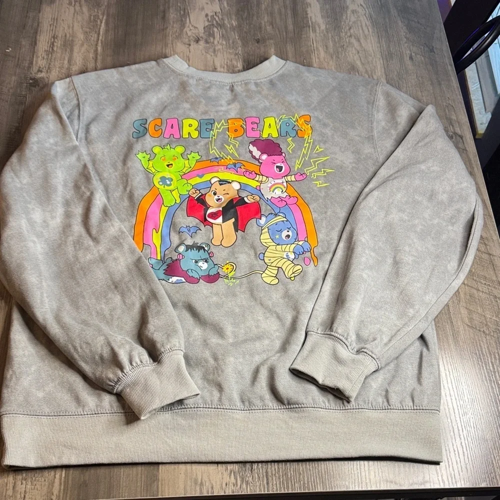 Care Bears Crewneck Sweater - Gray with Scare Bares Print